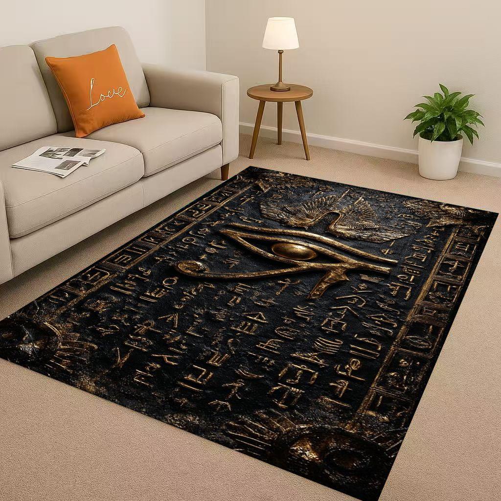 Retro Ancient Egypt Pictographic Eye of Horus Living Room Non-Slip Area Rug Carpet for Bedroom Sofa ,Easy Clean Home Doormat