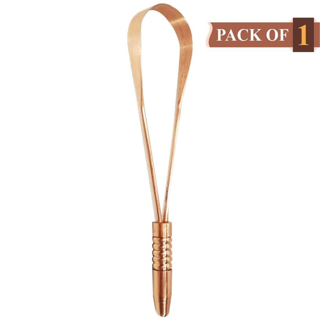 Nurpi Pure Copper Tongue Cleaner Ant Bacterial Scraper Cleaner Scrapper Antimicrobial Oral Tongue Scrapper for Men and Women - Pack of 1