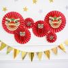 Chinese Lion Fan Home Decoration 2025 New Year Fan Flower Pendant Paper Craft Lion Background Wall Decor Housewarming Decoration