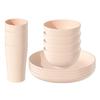 Eco Wheat Straw 12pcs Dinnerware Set Unbreakable Plates Bowls Reusable Plastic Tableware Lightweight for Family Gathering Party Use