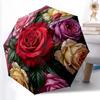 1pc Sturdy 8-Bone Auto Umbrella, Mixed Rose Bouquet Umbrella, Digital Printed, Foldable Umbrella for On-the-Go Outdoor Use