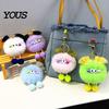 Small Plush Pendant Cartoon Ball Keychain, Fluffy Pompom Keychain with Metal Clasp, Portable Decoration Backpacks Handbags Keys Decorative for