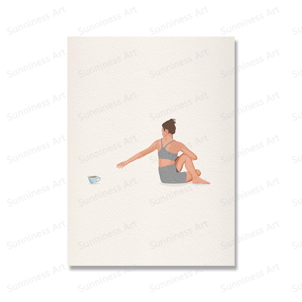 

Девушка повседневной жизни пить кофе есть еду книга любовник плакат скандинавская абстрактная настенная живопись на холсте для гостиной украшения дома 21x30cm No Framed оранжевый