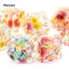 7 Pcs Flower Resin Golden Number Sharp Edge Dice Polyhedral Dice Suitable for Role-Playing RPG    Board Game