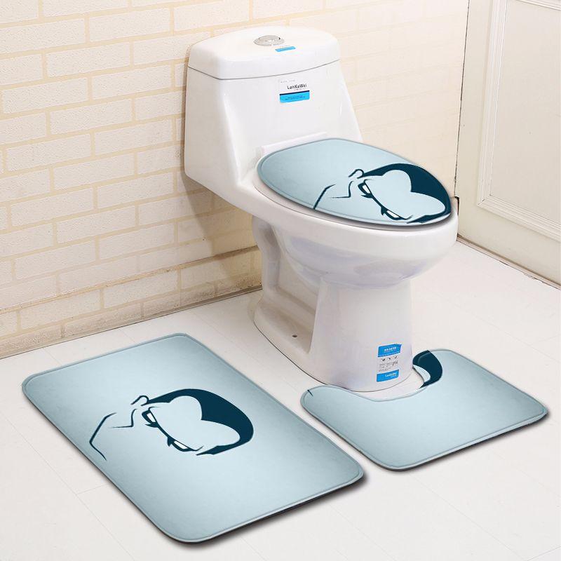 3D Character Bathroom Toilet Three-Piece Floor Mat Doormat Bathroom Carpet