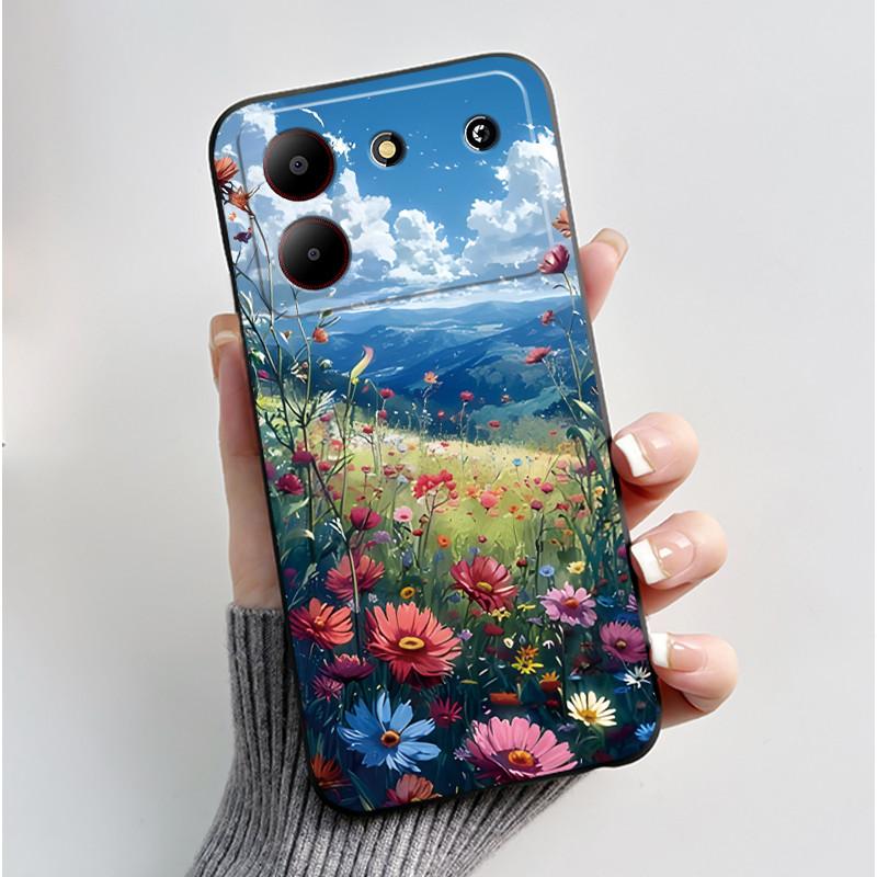 Phone Case For ZTE Blade A54 4G Jelly Soft Black Cover Dreamy Style Pattern Sunset Moonlight Casing ZTE Blade A54 4G Casing