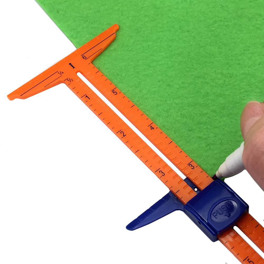 1PC 5-in-1T-shaped Sliding Gauge Measuring Tools Multifunctional Plastic Drawing Ruler Fabric Quilting Ruler for Sewing Beginner