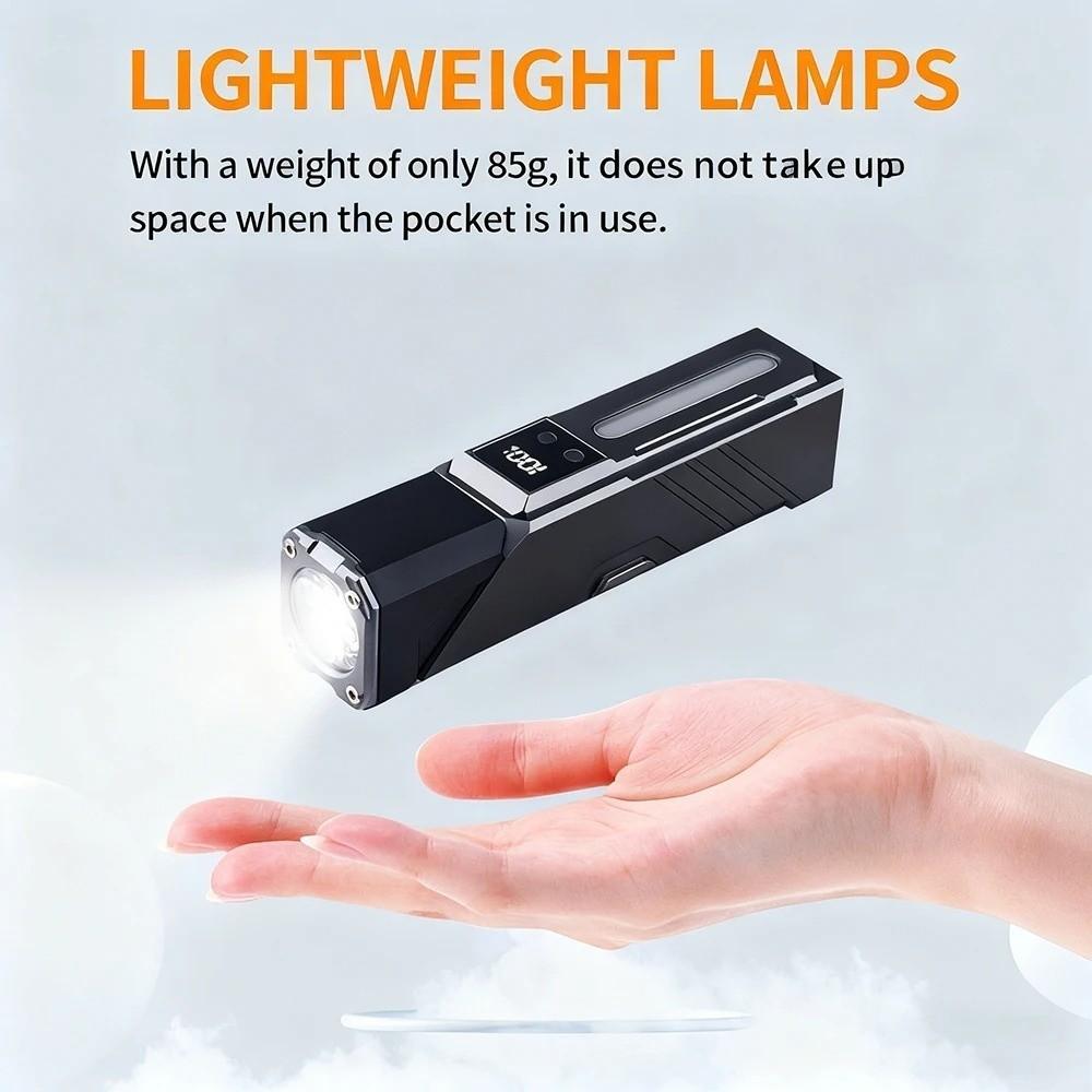 Handheld High Power LED Flashlight Portable Magnetic Work Lamp Rechargeable Digital Display RGB Torch Mechanic Work