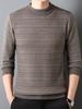 Men's 100% Pure Cashmere Thickened Fleece-Lined Winter Sweater - Solid Color, Round Neck, for Middle-Aged.