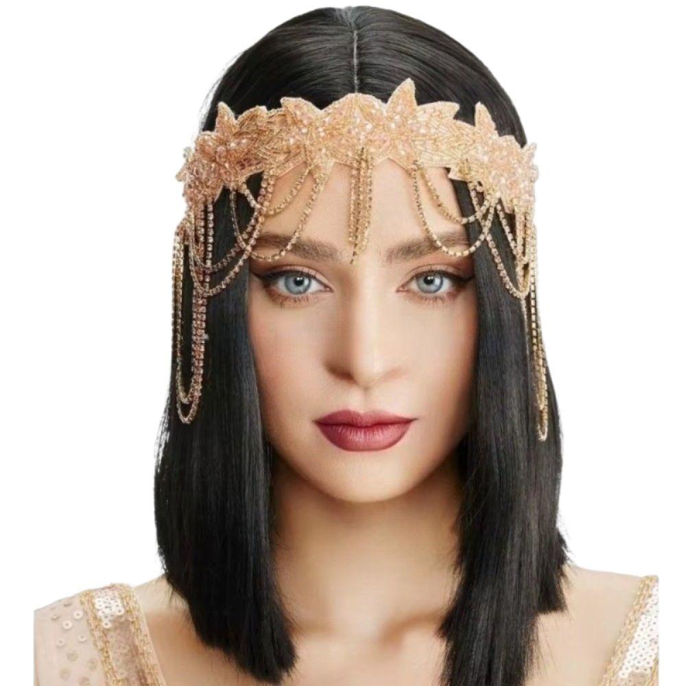 Chain Tassel Rhinestone Headband Shiny Bridal Headdress  Stage Performance