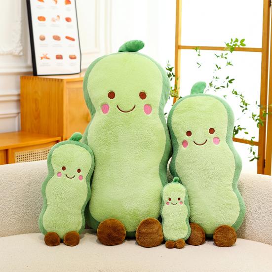 Smiling Pea Body Pillow Soft Plush Cushion for Adults Kids Funny Vegetable Hugging Pillow