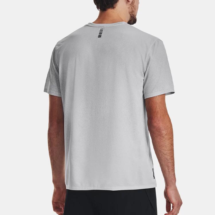 Under Armour UA Rush Logo Print Crew Neck Short Sleeve T-Shirt Men Tops Modern-Grey 1378403-011