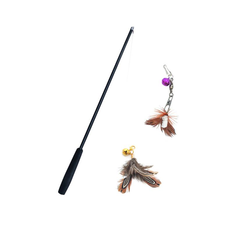 1.8m Retractable Cat Teaser Stick Rod Toy Cat Teaser Wands Fishing Pole With Bells Feathers To