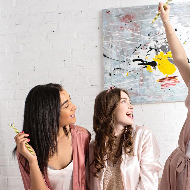 6 szt. Duży Kryształowy Długopis Kulkowy z Diamentem, Metalowy Długopis Kulkowy z Klejnotem, Artykuły Biurowe, Długopisy na Prezent