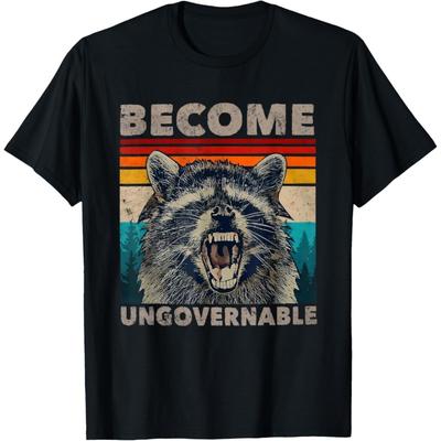 Gololl Aangry Raccoon Become Ungovernable Sarcastic Meme Funny T-Shirt for Men Women