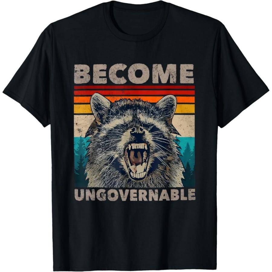 Gololl Aangry Raccoon Become Ungovernable Sarcastic Meme Funny T-Shirt for Men Women S