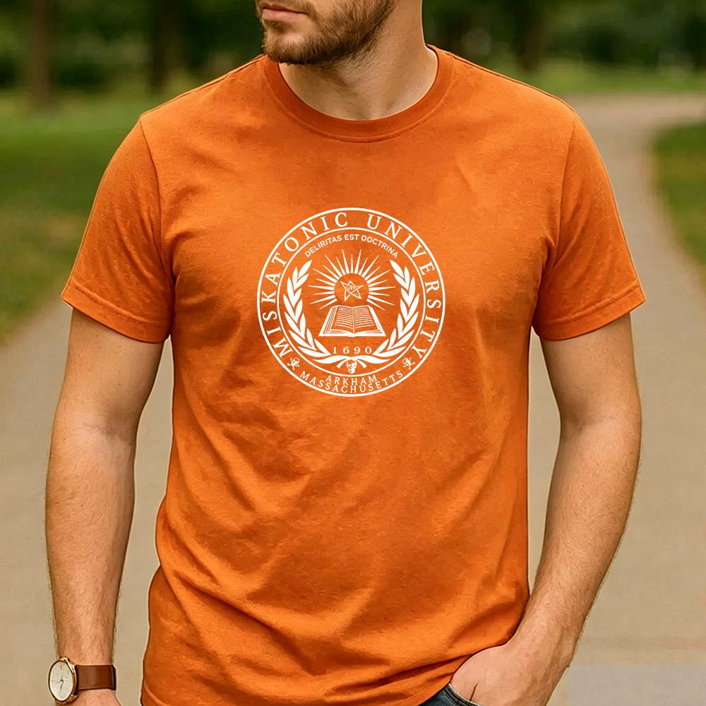 Miskatonic University Arkham Massachusetts 1690 Occult Graphic T Shirt Unisex Cotton Dark Horror Lovecraft Fan Vintage Tee
