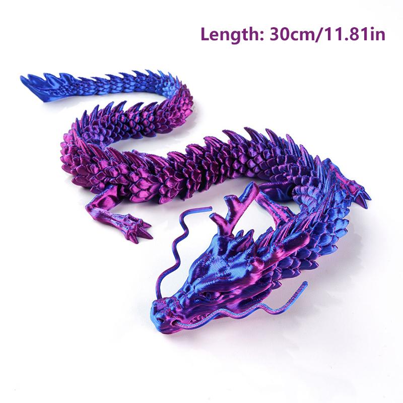 Funny 30Cm 3D Printed Dragon Model Movable Joint Fidget Rotatable Articulated Office Desktop Ornament Adults Kid Gift