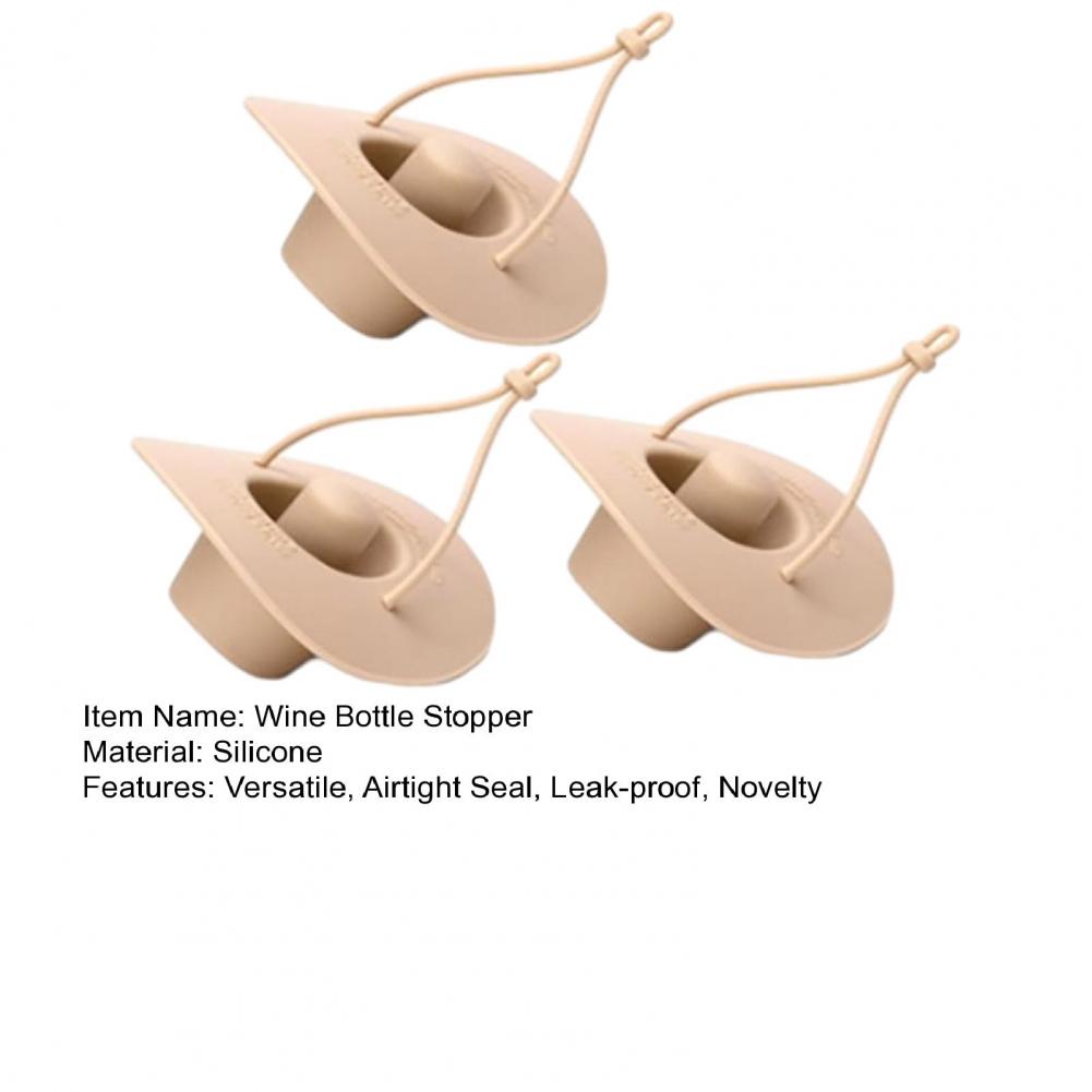 1/2/3Pcs Cowboy Hat Wine Stoppers Silicone Bottle Toppers Air-Tight Seal Reusable Wine Corks Fits Standard Champagne Bottles