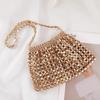 Yogodlns Women Summer Woven Hand Bag Luxury Design Hollow-out Silver Hand Woven Single Shoulder Underarm Bag