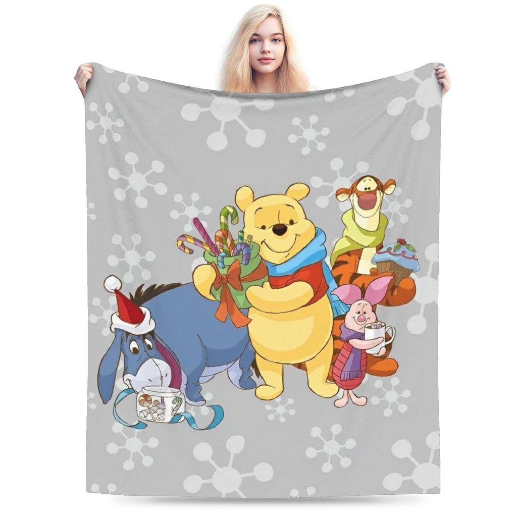 Winnie the Pooh Blanket Cute Cartoon Flannel Awesome Warm Throw Blankets for Bedding Lounge Spring Autumn