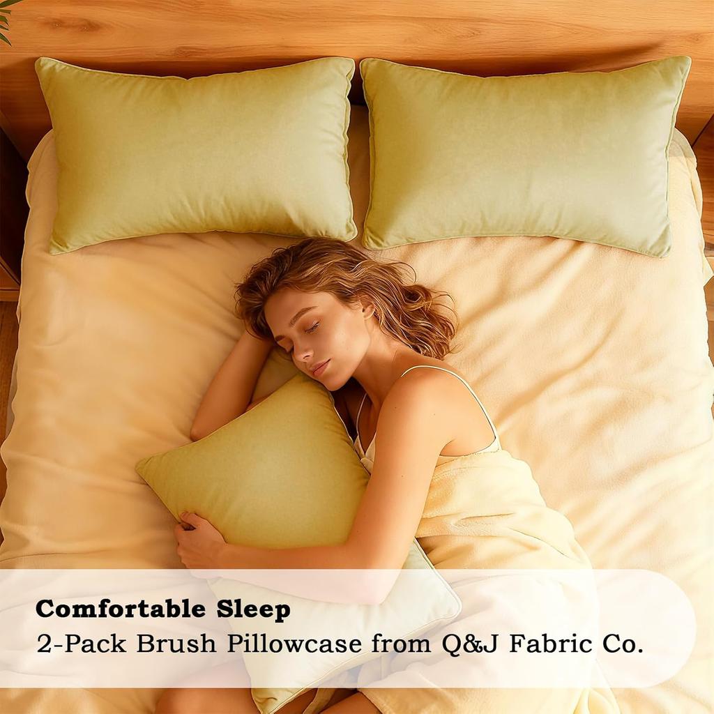 Q&J Fabric Co. Bedding Pillow Cases Standard Size Set of 2 – Soft Brushed Microfiber Pillow Cover, Wrinkle-Free, Fade-Resistant, Envelope Closure