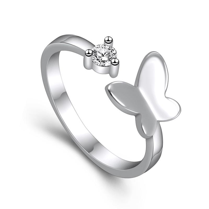 Copper Ring Butterfly For Women Beautiful Ring Fashion Wedding Engagement Jewelry Shining Zircon Party Women Gifts