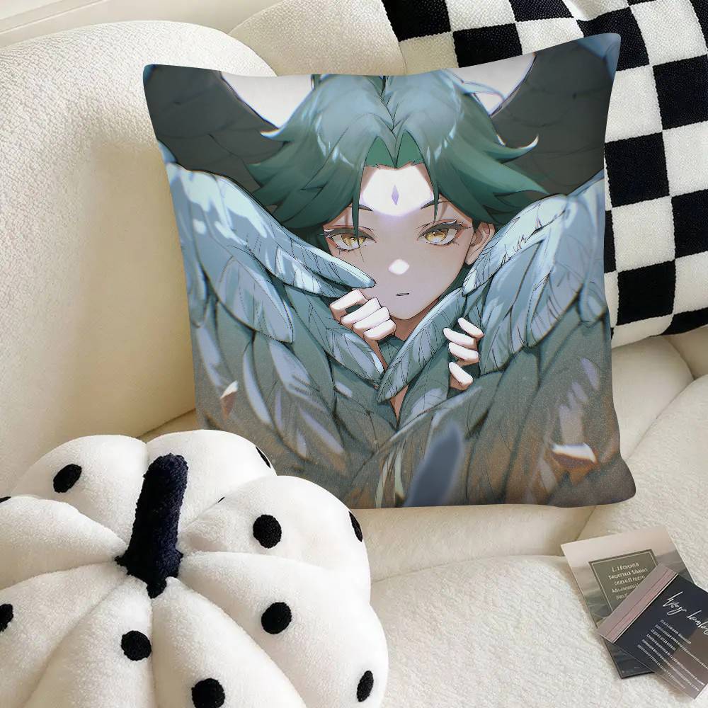 Spiel Anime Genshin Impact Xiao Kissenbezug Mode Quadratischer Kissenbezug Schlafzimmer Sofa Raum Ins Dekoration Freizeit