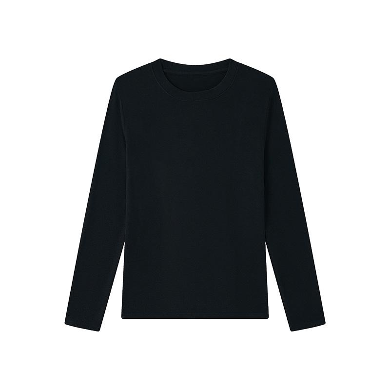 Tencel Woll-Unterhemd Damen Herbst und Winter neu Rundhals-Oberteil schlicht einfarbig warm lange Ärmel