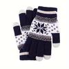 WTEMPO 1 Pair of Autumn and Winter Touch Screen Gloves Men's Fashion Snowflake Fleece Thick Knitted Warm Full Finger Gloves