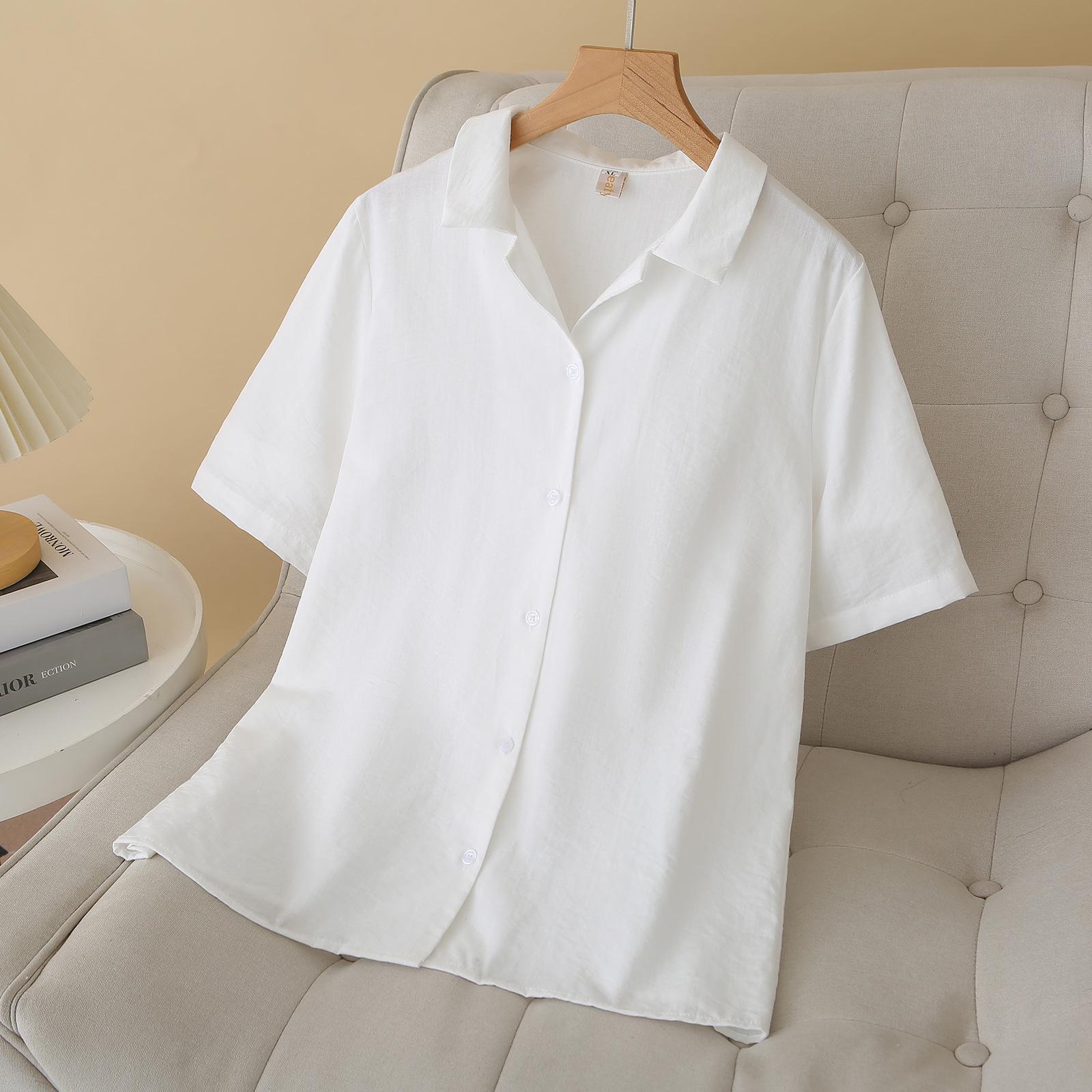 

2026 Summer Plus Size Women s Short Sleeve Lapel Casual Cardigan - Versatile French Style Top 4XL білий