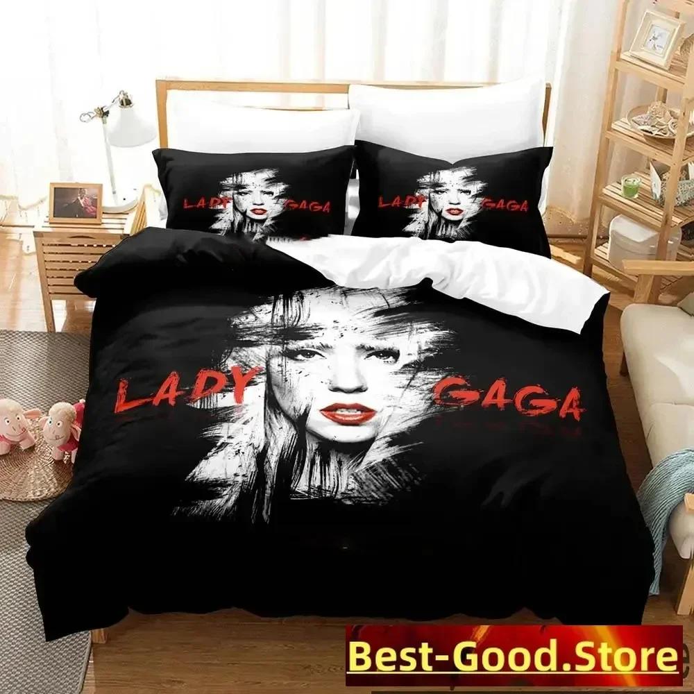 3D Lady Gaga Beding Set Printed Bed Linen Set With Pilowcase Bed Soft Duvet Cover Soft Single Double Quen Super King-Sized Dimensionsd Dimensions Boys