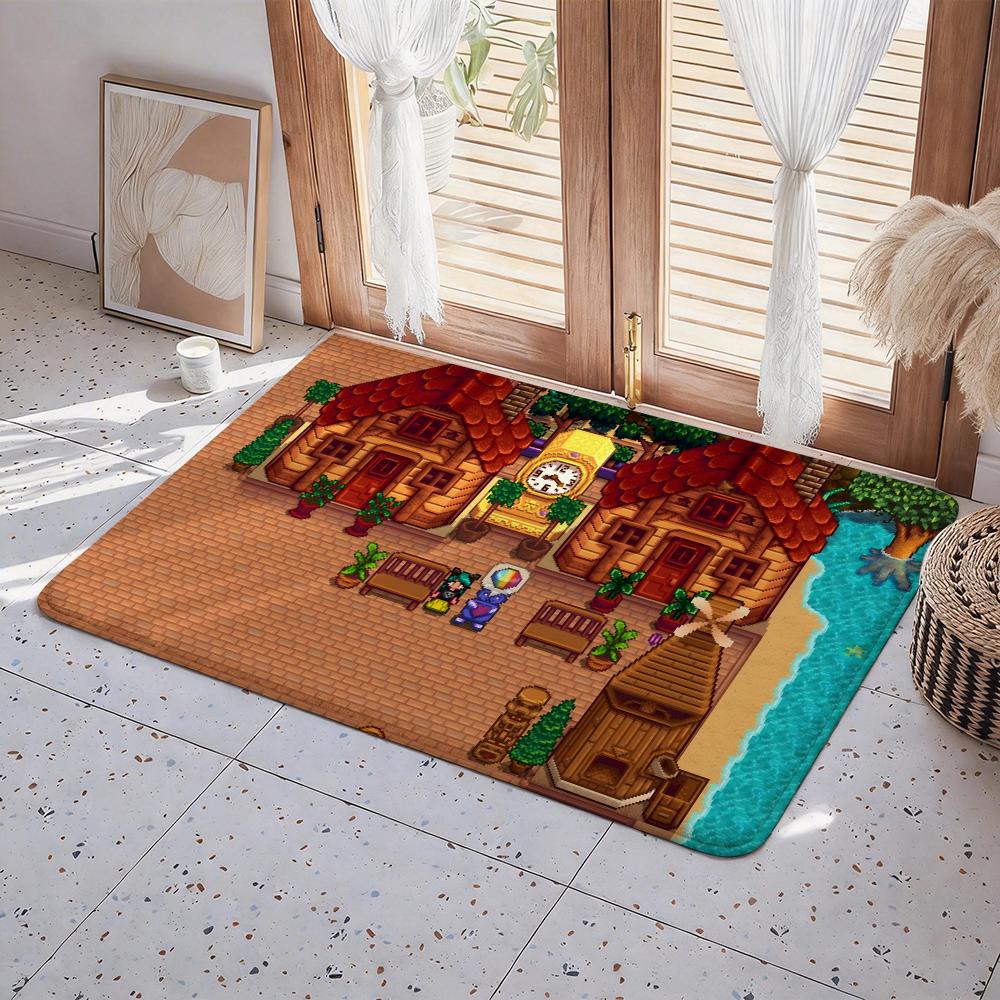 Game S Stardew Valley Floor Mat Eco Flannel Doormat Non Slip Odorless Indoor Floor Rug Soft Short Plush Home Mat