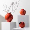 Ceramic Vase Red Porcelain Bottle The Kiln Turns Red Glaze Flower Vase Flower Arranger Terrarium Home Decoration Accessories