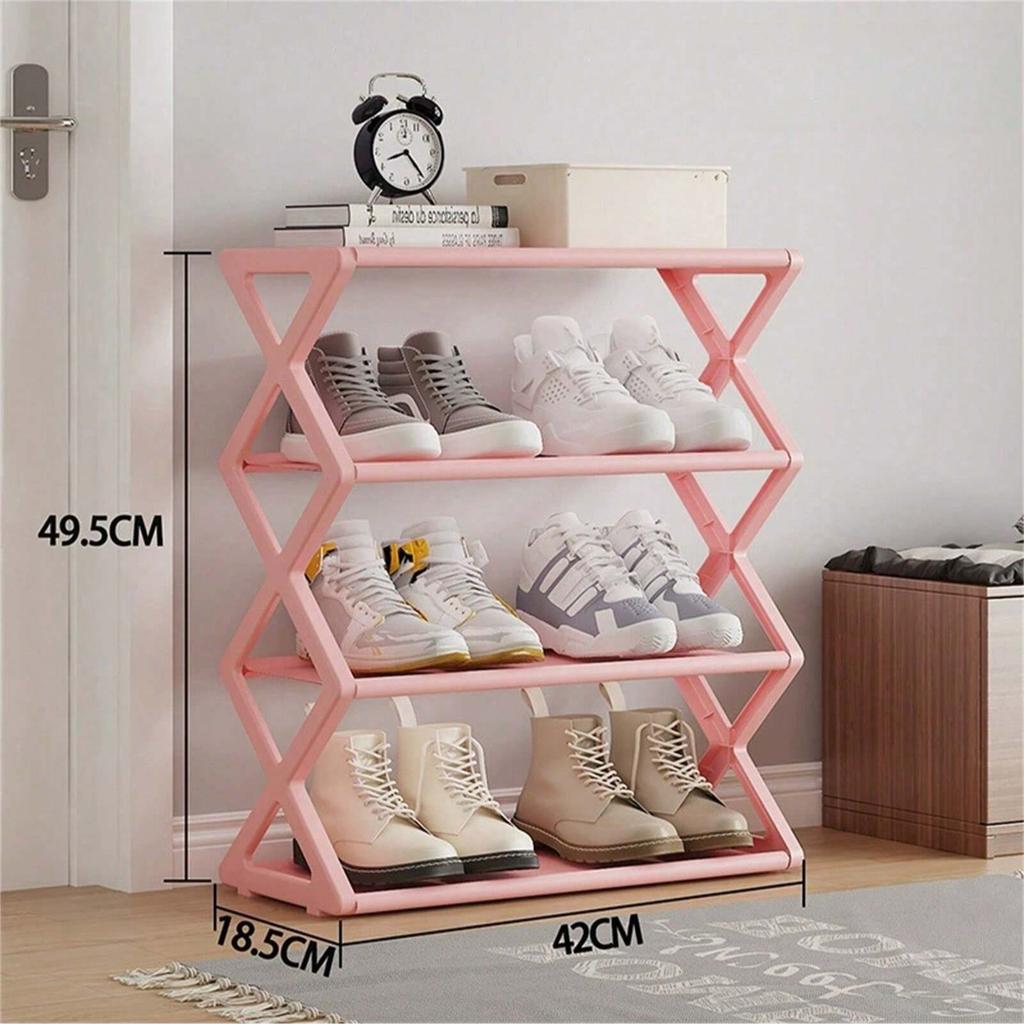 4-layer Stackable Shoe Rack, Expandable and Adjustable Fabric Shoe Rack Storage Rack