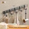 Space-Saving Aluminum Bathroom Towel Rack with Hooks for Wall or Door Mounting