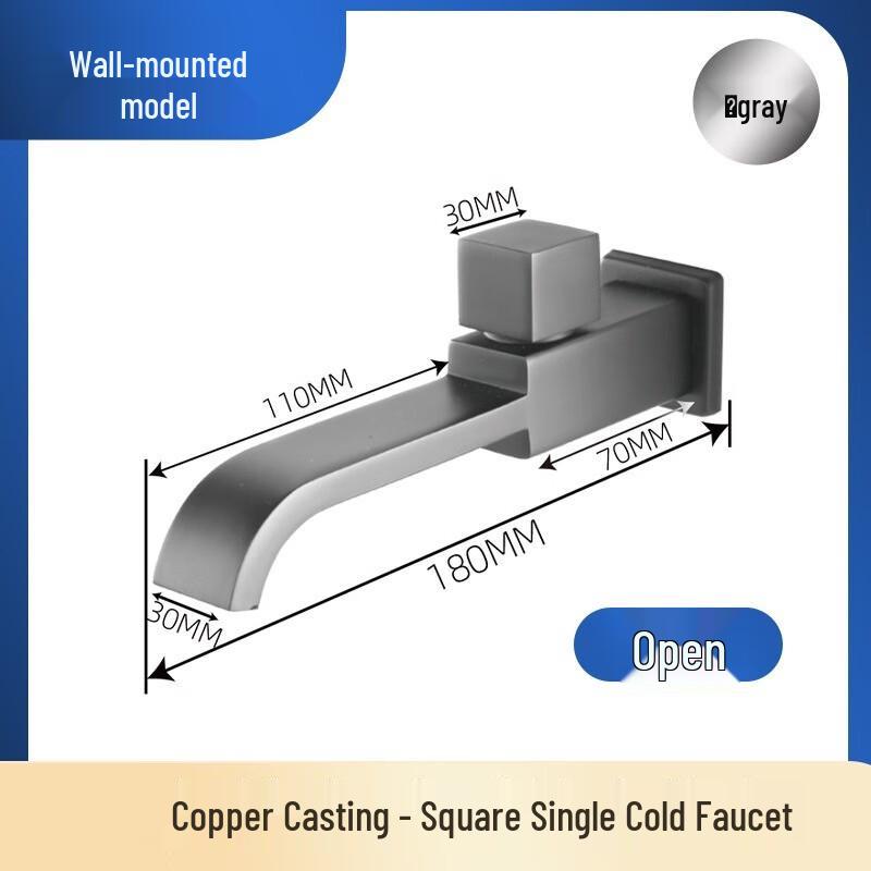 Gun Gray Extended Wall-Mounted Single Cold Water Faucet