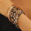 Multi-piece Set Fashion Sexy Leopard Print Leather Multi-layer Fold Wear Bangles for Women Exaggerated Personality Jewelry Sets