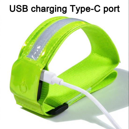 2Pcs LED Light-Up Armband High Visibility Luminous Reflective Safety Band Adjustable Outdoor Night Walking Running Riding