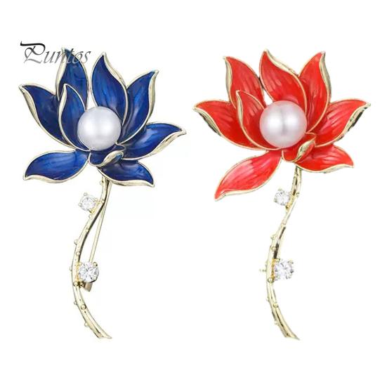 Broche de pérolas de imitação de strass, acabamento fino, formato de flor azul, acessórios para fantasias femininas