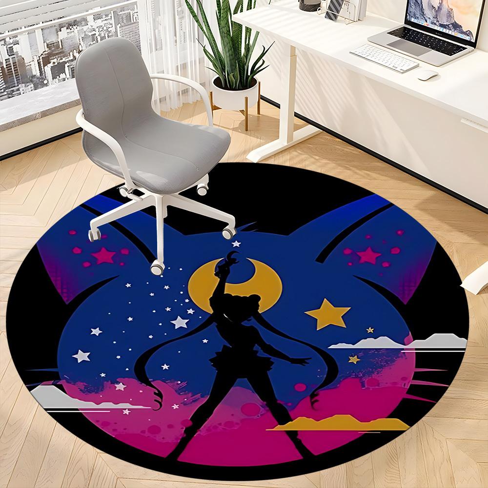 1pc Sailor Moon Eternal Office Round Area Rug, Indoor Mat Suitable For Office, Under Office Chairs Bedroom Living Room Home Decor, Room Deco