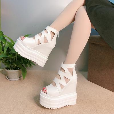 15CM Women's Fish Mouth Wedge Sandals Thick Platform High-heeled Shoes Wedges Shoes for Women  High Heels