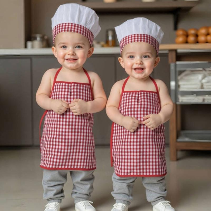 Baby Photography Props Chefs Apron and Hat for Boy Girl Outfit Photo Shoot Clothes Baby Photography Costume Clothing