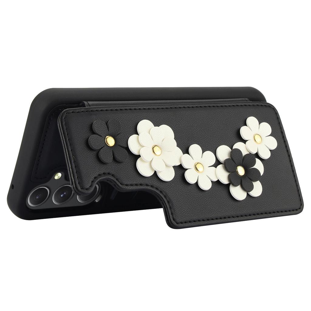 SY-001 For Samsung Galaxy A15 4G/5G Case Card Slots Leather+TPU Phone Cover with 2 Straps