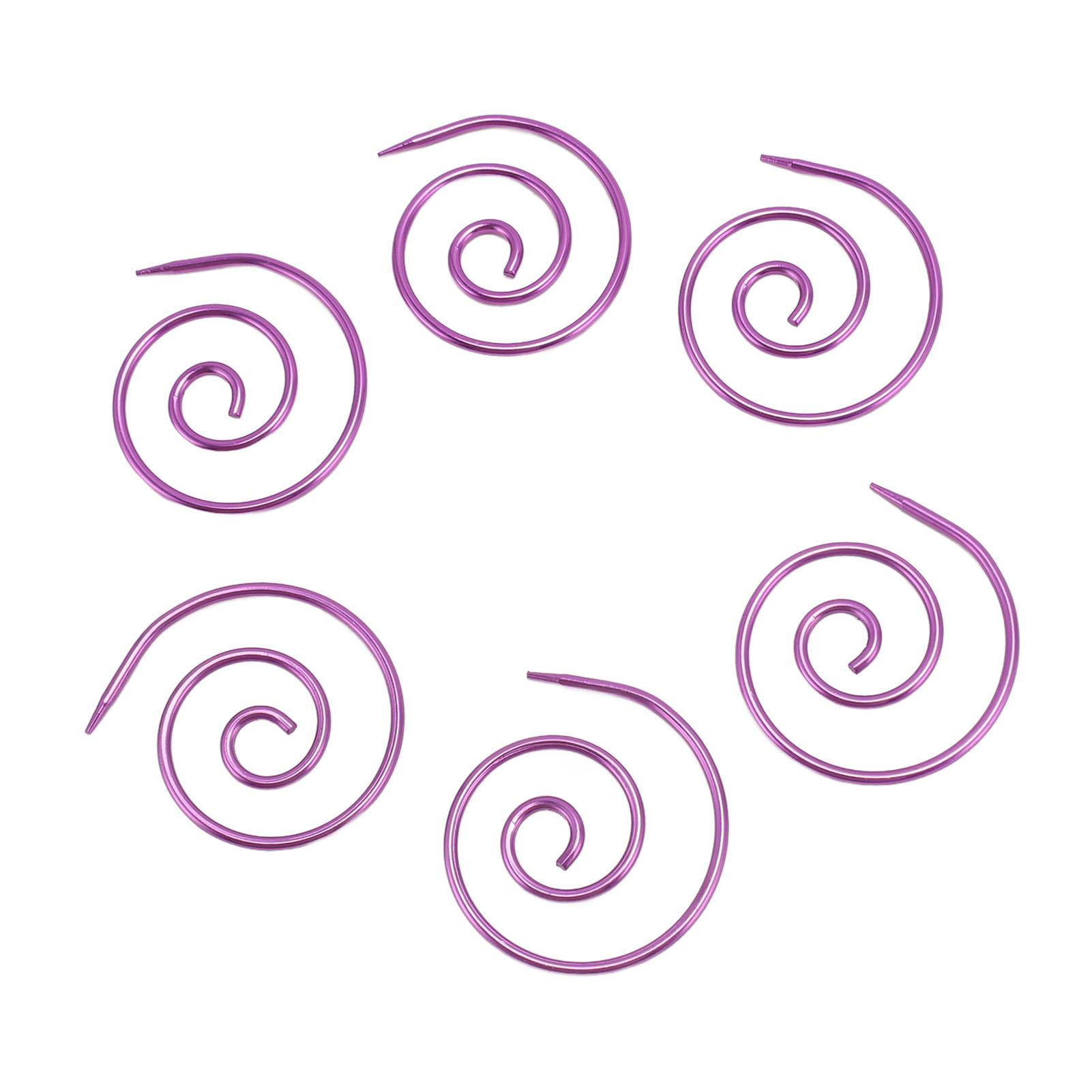 

6 шт. Спиральная кабельная спица для вязания Многофункциональная металлическая круговая спица Кабельная спица Шаль фиолетовый