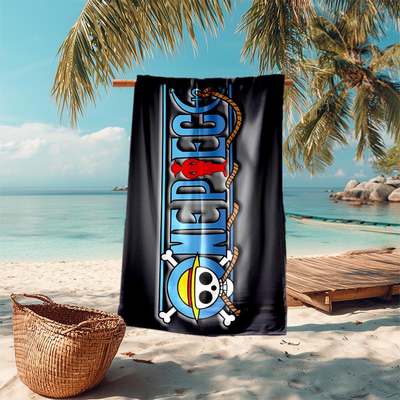 Classic Japanese Element Cartoon ONE PIECE Monkey D. Luffy Beach Towel Outdoor Camping Vacation Swimming Beach Towel Outdoor Absorbent Bath Towel Y15