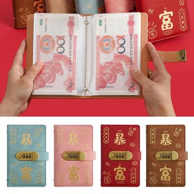 With Password Lock 100 Envelopes Money Saving Challenge Get Rich PU Money Collection Book Reusable Large Capacity