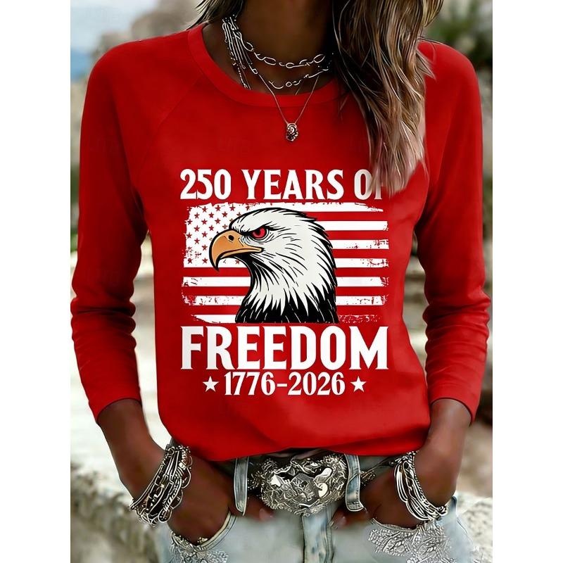 

Women s T Shirt Graphic Flag Vintage Stylish Classic Long Sleeve Top S