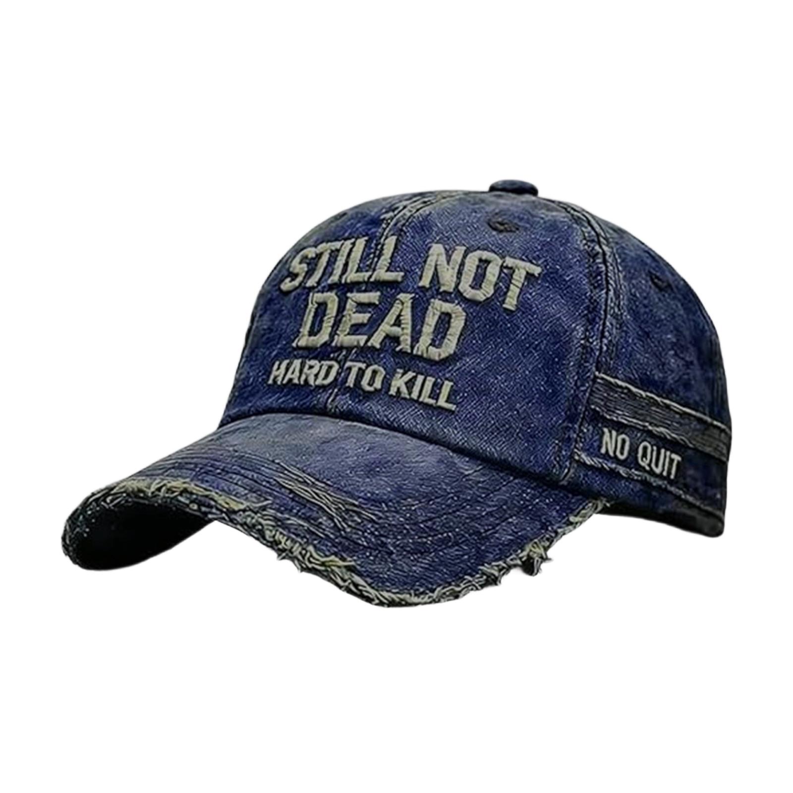 

Unisex Embroidered Adjustable Distressed Baseball Cap with Motivational Lettering Casual Cotton Sun Hat for Outdoor Use One Size Темно-синій