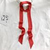 Women's Solid Silk Ribbon Scarf: Thin, Long, Narrow Neck Tie & Shirt Accessory